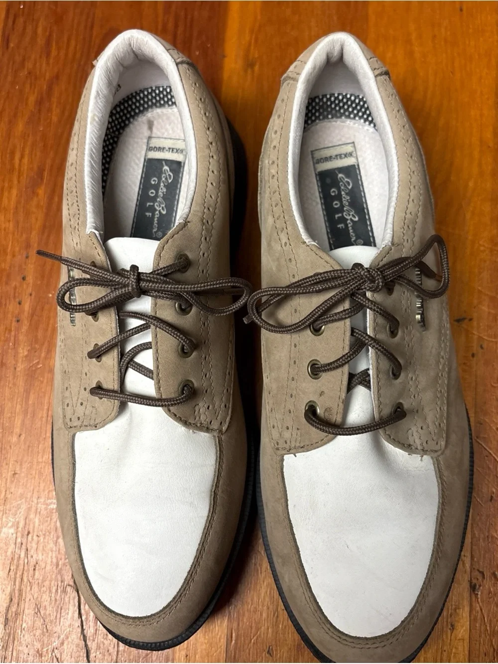 Eddie Bauer Two-Tone Tan and White Boat Shoes